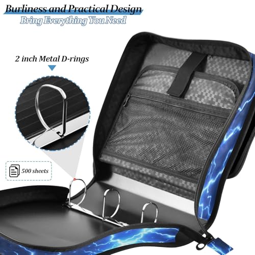 Football Zipper Binder 3 Ring with Handle and Shoulder Strap, 500 Sheet Binder Organizer Capacity & Multi-Pockets for School Office - color: Aa09
