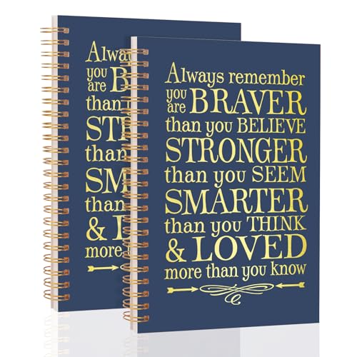 2Pcs Spiral Journal Notebook for Women Men, A5 Motivational Journal with 100 Pages, College Ruled Hardcover Notebook for Office School Home, Inspirational Gifts Encouragement Gifts - color: Blue