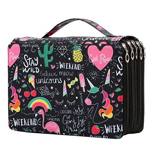 Portable Colored 250 Slots Pencil case Organizer with Printing Pattern for Watercolor Pens or Markers, Pencil Case Organizer for Artist - color: Cherry Cactus, size: 250
