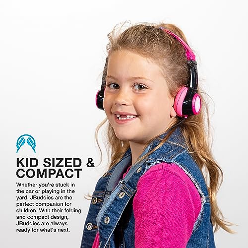 JLab JBuddies Folding Kids Wired Headphones with Volume limiting and Noise Isolation, Pink - color: Black/Pink, style: Folding