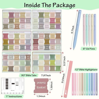 DazSpirit Bible Journaling Kit, Bible Study Supplies Set for Women & Men | 12 Pastel No Bleed Highlighters and 6 Color Pens & Laminated Tabs, Bible Essentials, Christian Gifts - color: Highlighters + Color Pens + Tabs