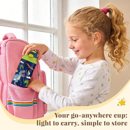 Dinosaur Gifts for Boys Girls - 12oz Kids Water Bottle with Straw, Dino Stainless Steel Water Bottle, Insulated, Leak-proof, BPA-free, Pop-up Straw Lid, for School - Children Birthday Gift Cup(1pc) - color: Dinosaur