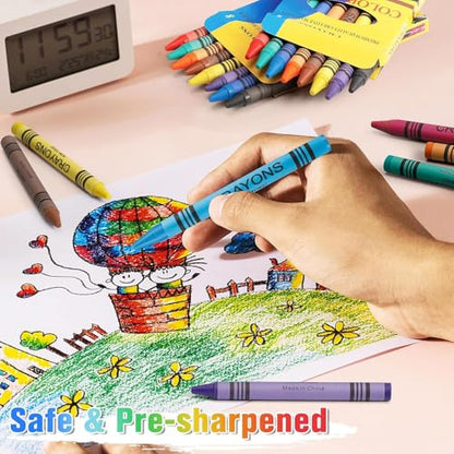 Jeffbaubl Bulk Crayons, 30 Boxes of 8-Pack Multicolor Crayons, Washable, Ideal for School, Party Favors