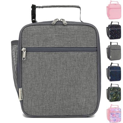 GYEUKHAM Lunch Box for Kids Boys Girls Men Women, Insulated Small Soft Cooler Lunch Bag Kit for School Work Picnic Travel - Reusable Portable lunchbox, Grey - color: Gray