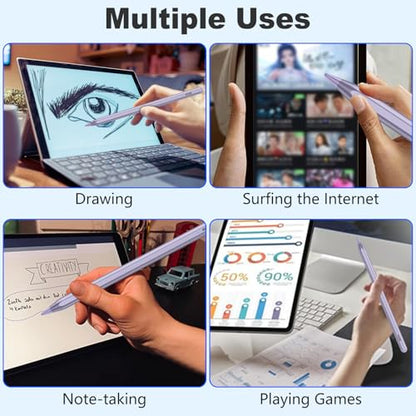 Stylus Pen for iOS&Android Touch Screens, Active Pencil for Samsung, Smart Digital Stylus Pens for Lenovo/Huawei/Vivo/Mi and Other Tablets, iPhone/Google Pixel Smart Phones Drawing&Writing (Purple) - color: Purple