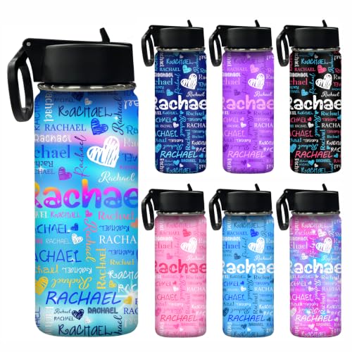 MyPupSocks Personalized Water Bottle for Kids, Customized Water Bottle for Girls & Boys School, Custom Name Stainless Steel Water Bottle, 18oz Insulated Leak Proof Kids Cup with Straw Lid - color: Color 93