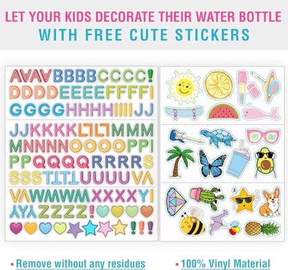 CHILLOUT LIFE 17oz Kids Insulated Stainless Steel Water Bottle with Leak Proof Spout Lid & 144 Stickers - color: Rainbows, style: 17 oz