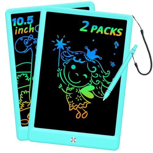 BUKEBU LCD Writing Tablet Doodle Board, Colorful Drawing Pad, Electronic Drawing Tablet, Drawing Pads,Travel Gifts for Kids Ages 3 4 5 6 7 8 Year Old Girls Boys (10.5 inch, Blue&Blue) - color: Blue&blue, size: 7"W x 10.4"H