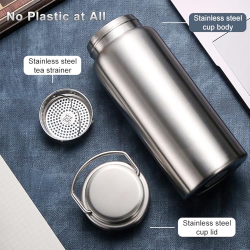 CDJ 16 oz Vacuum Insulated Stainless Steel Water Bottle with Handle, Leak-Proof Double Walled Water Bottle, Reusable and Portable, Metal Water Bottle for School, Hiking, Camping - size: 16 Ounces