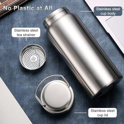 CDJ 12 oz Vacuum Insulated Stainless Steel Water Bottle with Handle, Leak-Proof Double Walled Water Bottle, Reusable and Portable, Metal Water Bottle for School, Hiking, Camping - size: 12 Ounces