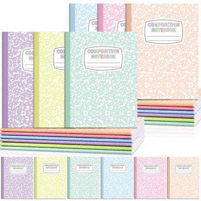 12 Pack Large Composition Notebooks Bulk 9.8 × 7.5 in Wide Ruled Hard Cover Composition Book Assorted Marble Journal College Ruled Paper for Adult Student College Office Back to School Supply(Pastel) - size: 12 Pack, style: Pastel
