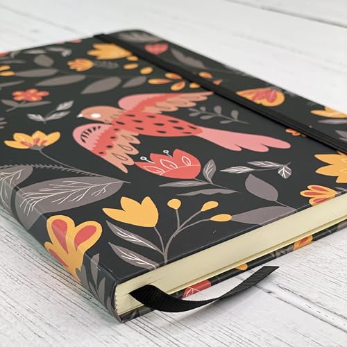 RICCO BELLO Lined Journal Notebook, Folk Art Flowers, Hardcover | Pen Holder, College Ruled, 96 Sheets/192 Pages, 5.7 x 8.4 Inches, For Work & Notes - color: Folk Art Flowers
