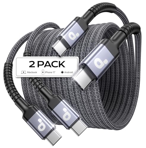 Extra Long USB C to C Cable 15FT, 100W USB C Cable Fast Charging, Upgraded | Extra Durable Braided USB C Cord for iPhone 17 16 15 Pro Max, MacBook Pro, Samsung Galaxy S10 S9 Plus, LG and More-2Pack - color: Grey, size: 15FT-2Pack, style: USB C to USB C