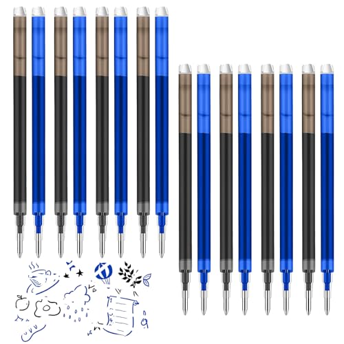 0.7 mm Erasable Gel Ink Pen Refills Compatible with Frixion Friction, Smooth Writing Multicolor Retractable Fine Point Pen Refill for School Office Home Art (Blue & Black, 16) - style: Blue & Black
