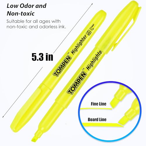 Highlighters Yellow 48 Pack,Bible Highlighters No Bleed–Bulk Chisel Tip High Lighter Markers Set for School, Office,Study,Journaling–Smear-Free,Quick Dry–Fluorescent Pens for Teachers