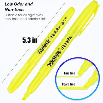 Highlighters Yellow 48 Pack,Bible Highlighters No Bleed–Bulk Chisel Tip High Lighter Markers Set for School, Office,Study,Journaling–Smear-Free,Quick Dry–Fluorescent Pens for Teachers