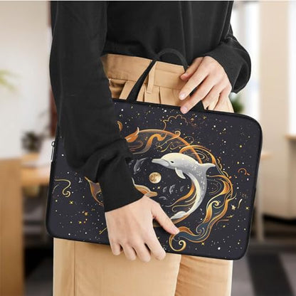 Laptop Sleeve Bag with Handle Computer Protective Soft Cover Case for 14 Inch 13 Inch Laptop,Dolphin Yin Yang - color: Dolphin Yin Yang