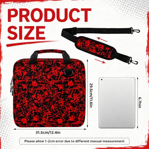 Zipper Binder Folder Keeper with Strap 2 Inch 3 Ring Multi-Pocket Zipper Bag for 13" Laptop 5-tab Expanding File Folder for Women Men Office Middle High School(Red,Lightning) - color: Red, style: Lightning