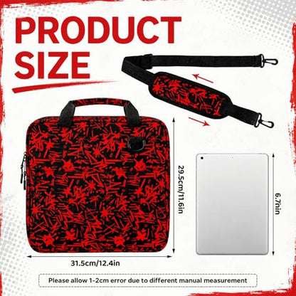 Zipper Binder Folder Keeper with Strap 2 Inch 3 Ring Multi-Pocket Zipper Bag for 13" Laptop 5-tab Expanding File Folder for Women Men Office Middle High School(Red,Lightning) - color: Red, style: Lightning