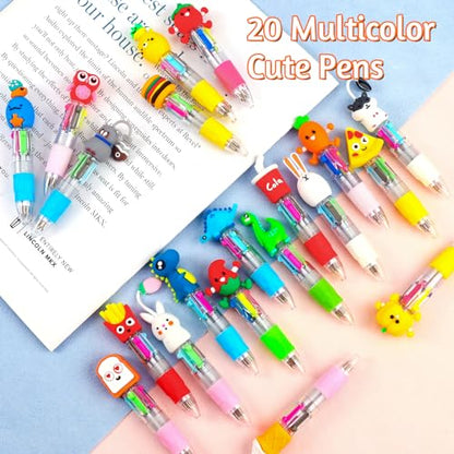 CZWZ 20Pcs Mini Multicolor Pens in One 4-in-1 Cute Pens Bulk for Kids, Fun Kawaii Ballpoint Pens for Birthdays and Children's Party Favors Gifts Teacher School Supplies - style: 20Pcs