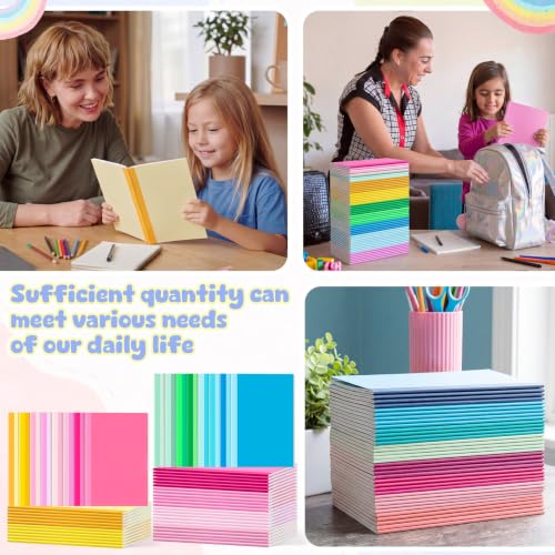 Handepo 100 Pack A5 Composition Notebooks Bulk 5"x8" Wide Ruled Soft Cover Journals, 60 Pages Composition Notebooks Bulk School Supplies for Students Classroom Office - color: Fantastic, size: A5