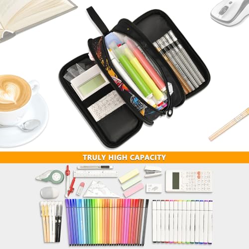 ALAZA Black Bow Pattern Large Pencil Case, Pen Pouch Pencil Bag with 3 Compartments Pen Holder Organizer Stationery Bag - color: A3595