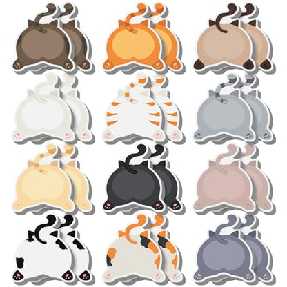 Yinder 24 Pads Cute Sticky Notes Fun Cat Sticky Notes Pads Bulk Cartoon Memo Self Adhesive Gift Back to School Veterinary Office School Tab Party Supplies - style: Fresh Cat