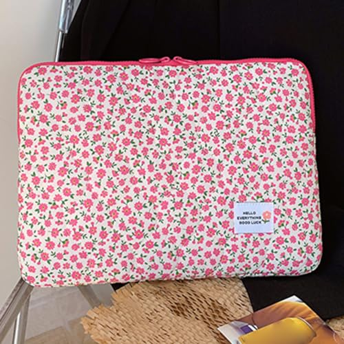 Laptop Bag for 13 14 Inch Notebook, Water-Resistant Briefcase Style Carry Case with Soft Padded Protection, Shockproof Zippered Computer Sleeve for Mac-Book Air/Pro, Business & Travel - color: Pink Flower