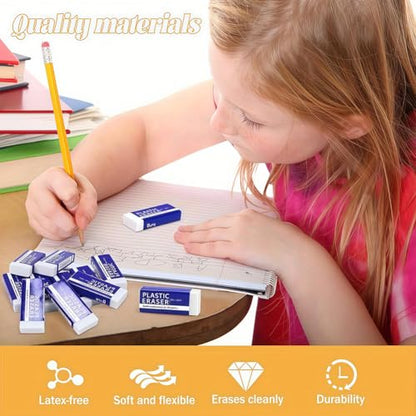 25 Pack Pencil Erasers, Small Plastic Vinyl Erasers for School Office