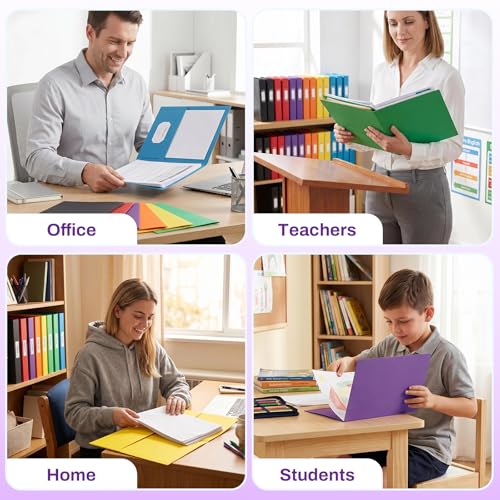 SUNEE Folders with Pockets(25 Pack, Purple), 2 Pocket Folders Fit Letter Size Paper, Paper File Folder for School Office Home Business - color: Purple, style: 25-Pack