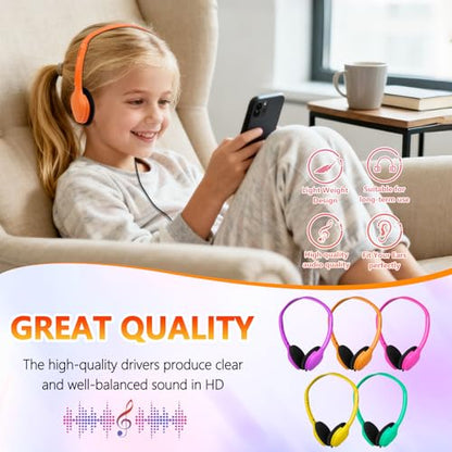 Class Set Headphones for Kids Students School Classroom 20 Pack | Bulk Headphones for Kids Adjustable with 3.5 mm Jack for Library Children Mixed Colors