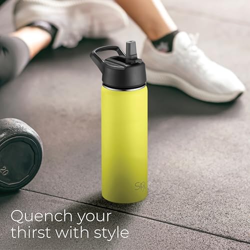 SipX™ 18 oz Insulated Water Bottle with 3 Lids – Leakproof Stainless Steel, Triple Insulated – Cold 24 Hours/Hot 12 Hours – Durable Bottle for School, Gym, Travel – Yellow - color: Yellow, size: 18 Ounces