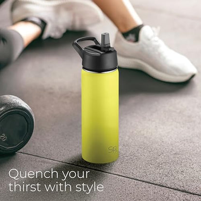 SipX™ 18 oz Insulated Water Bottle with 3 Lids – Leakproof Stainless Steel, Triple Insulated – Cold 24 Hours/Hot 12 Hours – Durable Bottle for School, Gym, Travel – Yellow - color: Yellow, size: 18 Ounces