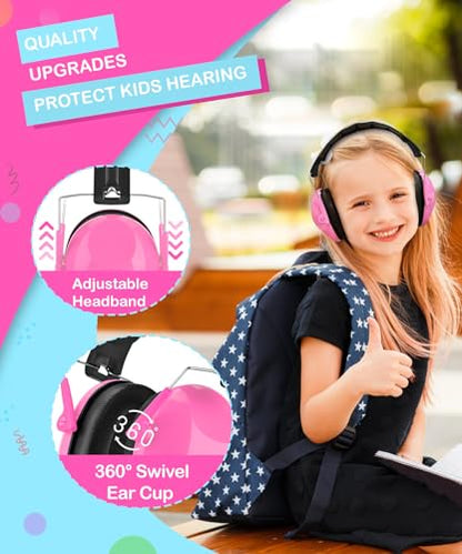 ZOHAN Kids Noise Cancelling Headphones - 25dB NRR Kids Ear Protection 2 Pack, Hearing Protection Safety Ear Muffs for School Monster Truck Fireworks Travel Studying Concerts Autism, Blue and Pink - color: 2pack - Blue+pink2.0