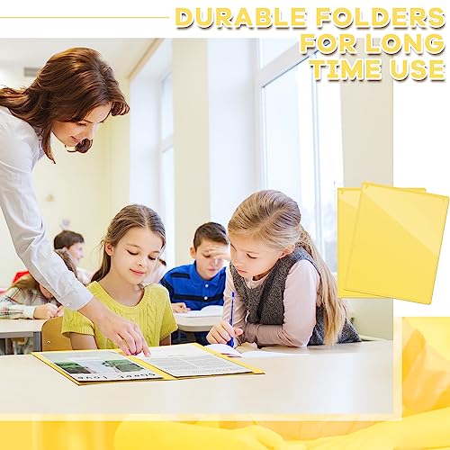 Henoyso 24 Pcs Folders with Pocket School to Home Folder Heavy Duty 2 Pocket Homework Folders with Clear Front Pockets for School Students Parent Teacher Communication (Yellow) - color: Yellow