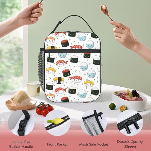 Sushi Lunch Bag for Kids, Insulated School Lunch Tote | Cute reusable lunch bag with large capacity, insulated cooler tote for girls boys school, outdoor activities and snacks - color: Cute Sushi