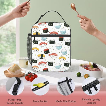 Sushi Lunch Bag for Kids, Insulated School Lunch Tote | Cute reusable lunch bag with large capacity, insulated cooler tote for girls boys school, outdoor activities and snacks - color: Cute Sushi