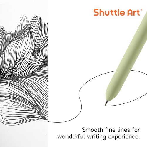 Shuttle Art Retractable Mild Gel Ink Pens - 11 Pack Black Fine Point Pens for Journaling, Taking Notes, School & Office - color: 11 Black Ink
