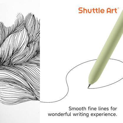 Shuttle Art Retractable Mild Gel Ink Pens - 11 Pack Black Fine Point Pens for Journaling, Taking Notes, School & Office - color: 11 Black Ink