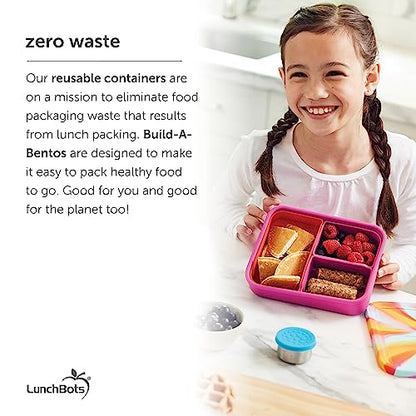 LunchBots Build -a- Bento Lunch Box, Silicone Bento Box for Kids, Multi-Compartment Lunch Container, Oven & Dishwasher Safe, BPA Free, 28 oz - Yellow - color: Solid Yellow