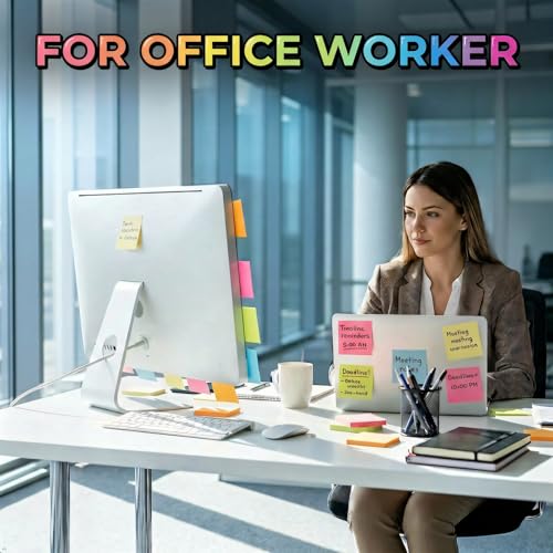 (16 Pack) Sticky Notes 3x3, Self-Stick Pads Bright Colors Sticky Note, Recyclable, Easy to Stick for Home, Office, Notebook