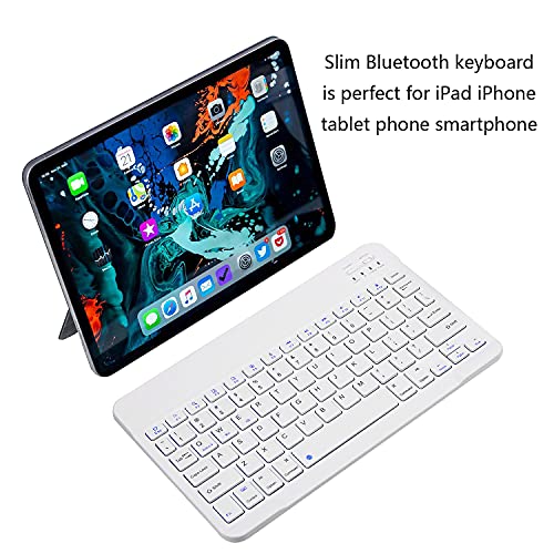 Ultra-Slim Bluetooth Keyboard Portable Mini Wireless Keyboard Rechargeable for Apple iPad iPhone Samsung Tablet Phone Smartphone iPadOS iOS Android (10 inch White) - color: 10 inch White