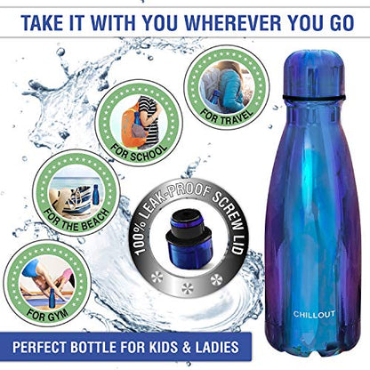 CHILLOUT LIFE 12oz Kids Insulated Stainless Steel Water Bottle, Leak Proof | Small Metal Water Bottle, Keeps Drinks Cold 24H & Hot 12H, Leak-Proof Screw Lid, Perfect for School, Travel & Sports - color: Magic Blue