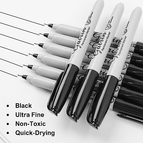 Ultra Fine Point Black Permanent Markers, 36 Pack Ultra Fine Point Black Permanent Marker set, Works on paper, Plastic, Stone, Glass, Metal
