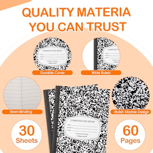 Fainne 100 Pack College Ruled Composition Notebooks A5,Black - color: black