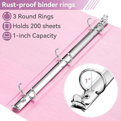 SUIN 1 Inch 3 Ring Binder, Clear 1'' View Presentation Binders with 2 Pockets, Fits 8.5 x 11 Letter Size, Durable Polypropylene, Non-Stick & PVC-Free for School, Office & Home (Brushed Peach Pink) - color: Brushed Peach Pink