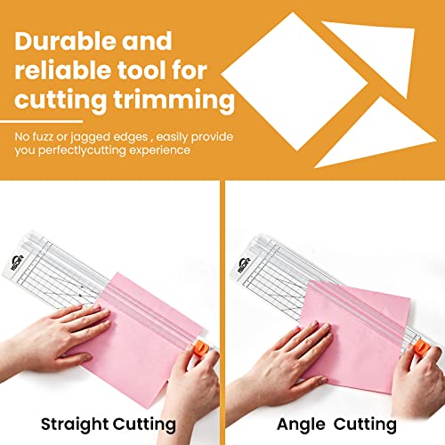 ISDIR A4 Paper Cutter 12 Inch Titanium Paper Trimmer Scrapbooking Tool with Automatic Security Safeguard for Craft Paper, Coupon, Label and Cardstock (White)
