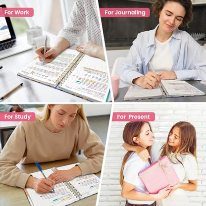 Large Spiral Lined Notebook for Work with Dividers & Tabs, 8.5"x11" Hardcover 5 Subject Notebook, College Ruled, 280 Pages, Berry Patch - color: T - Berry Patch