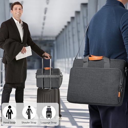 bagasin 17 17.3 18 inch Laptop Bag Carrying Case | Water-Repellent Fabric Computer PC Shoulder Briefcase, Lightweight Toploader, Business Casual or School - color: Grey, size: 17.3