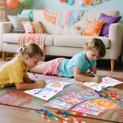 BenLouis 24 Hippie Boho Mini Coloring Books Kids with 24 Stacking Crayons Retro Daisy Party Favors Activity Books Bulk for Kids Two Groovy Goodie Bag Gift Stuffer Classroom Reward - style: Hippie Boho